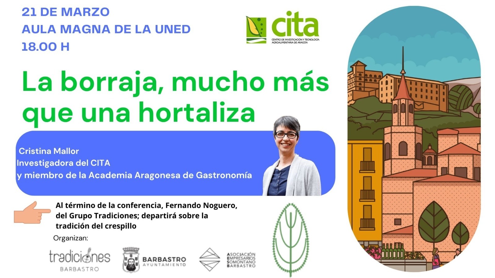 Cartel conferencia La borraja, mucho más que una hortaliza.